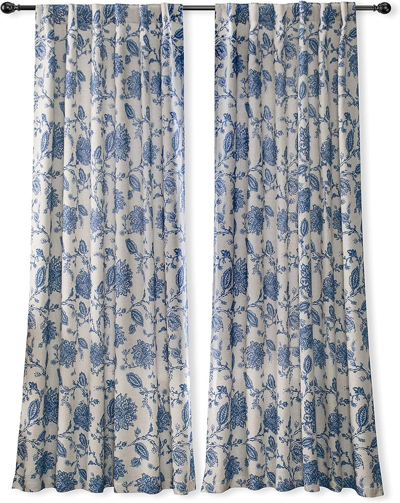 DriftAway Linen Floral Paisley Navy Blue Blackout Curtains for Living Room Bedroom 84 Inch Length... | Amazon (US)