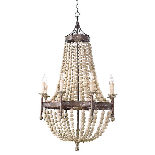 New South Wood 26-Inch Eight-Light Chandelier | Bellacor