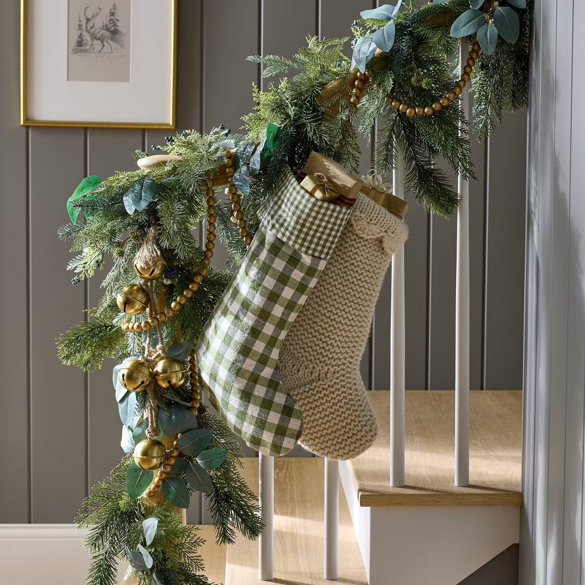 Mixed Plaid Woven Stocking Green - Threshold™ designed with Studio McGee | Target