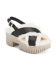 Leather Plia Puffy Heeled Faux Fur Lined Sandals | Women's Shoes | Marshalls | Marshalls