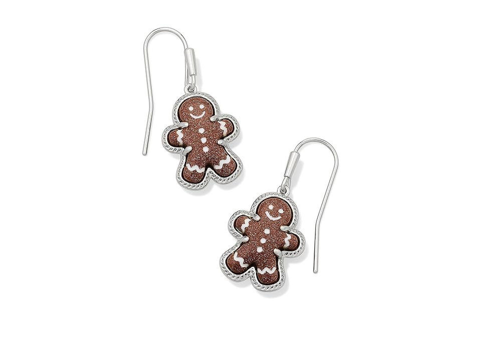 Kendra Scott Gingerbread Drop Women's Earrings Earring Silver Brown Goldstone, Brass | Zappos