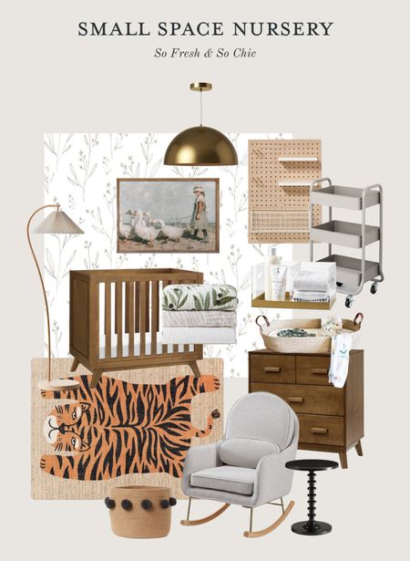 Small space nursery design mood board!
-
Mini nursery - Target Threshold Pillowfort Studio McGee Urban Outfitters Etsy - tiger print kids rug - mini crib - mini dress r - pegboard wall organizer - gold metal dome chandelier - curved arched floor lamp with pleated shade - neutral removable wallpaper - peel and stick wallpaper - muslin mini crib sheets - minimalist grey rocking chair - Moses changing basket - woven changing basket - grey rolling cart - acrylic diaper caddy - black accent table round - modern nursery decor - affordable nursery decor - affordable home decor - vintage nursery art - affordable digital printable art - kids room decor - toddler room decor - girl nursery art - gender neutral nursery - Babyletto - West Elm



#LTKhome #LTKkids #LTKbaby