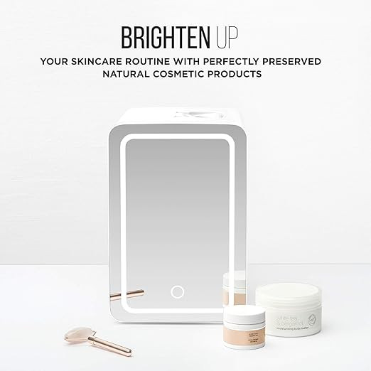 Chefman Mirrored Beauty Fridge With LED Lighting, Portable White Mini Refrigerator Skin Care, Mak... | Amazon (US)