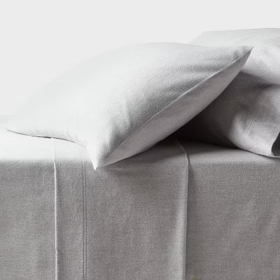 Queen Ultra Soft Flannel Sheet Set Eco Melange Gray - Threshold™ | Target