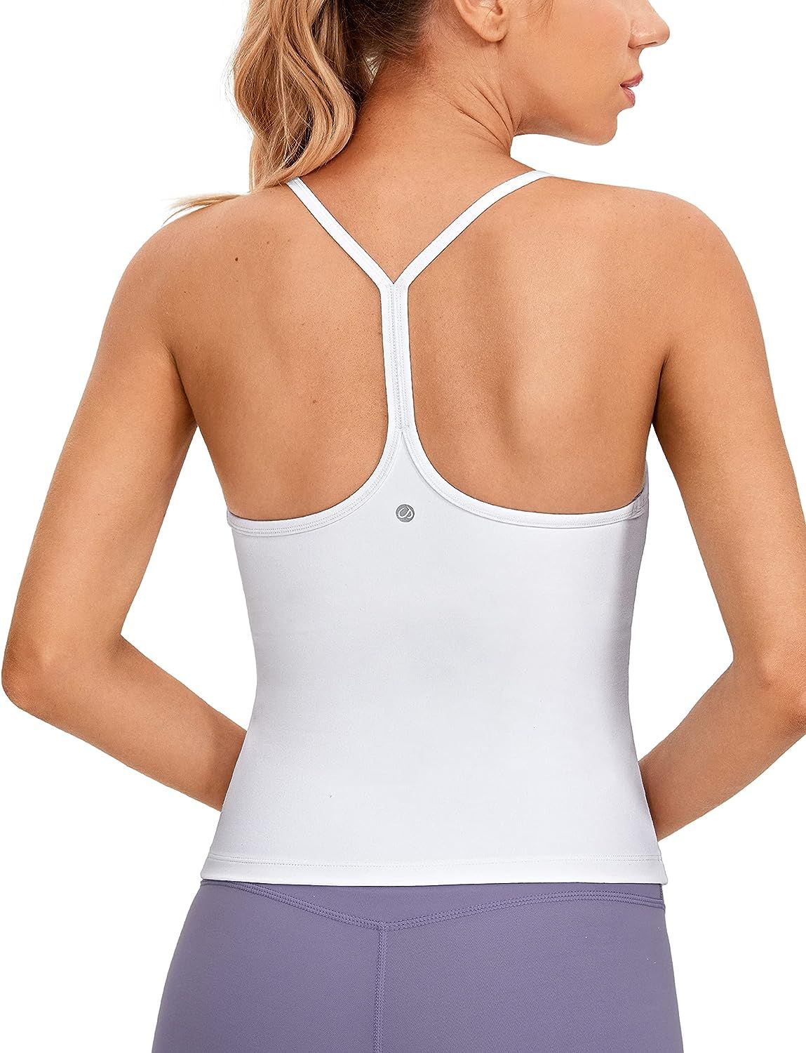 CRZ YOGA Butterluxe Womens Workout Racerback Tank Top with Built in Bra - Scoop Neck Spaghetti St... | Amazon (US)