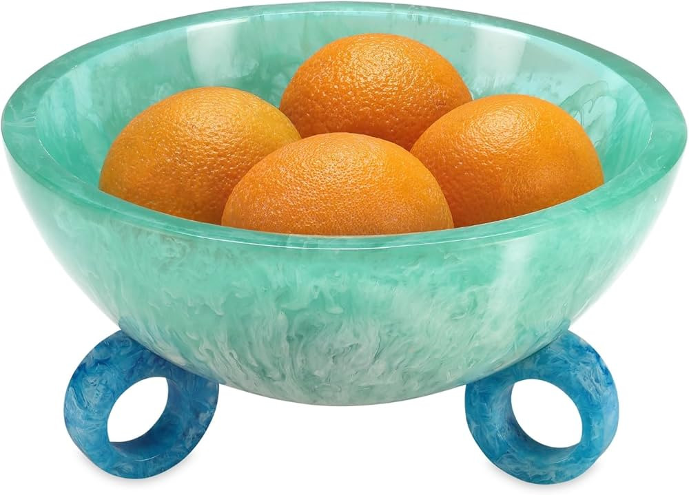 Folkulture Fruit Bowl for Kitchen Counter, 9" Resin Decorative Bowl, Centerpiece Table Decoration... | Amazon (US)