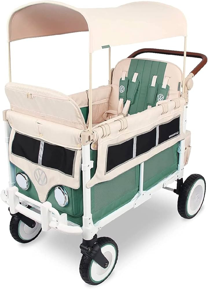 WONDERFOLD Volkswagen Quad Stroller Wagon (4 Seater) Featuring Classic VW Bumper, Functioning Headli | Amazon (US)