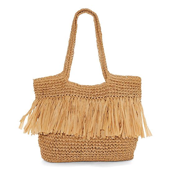 new!Mynah Fringe Straw Tote | JCPenney