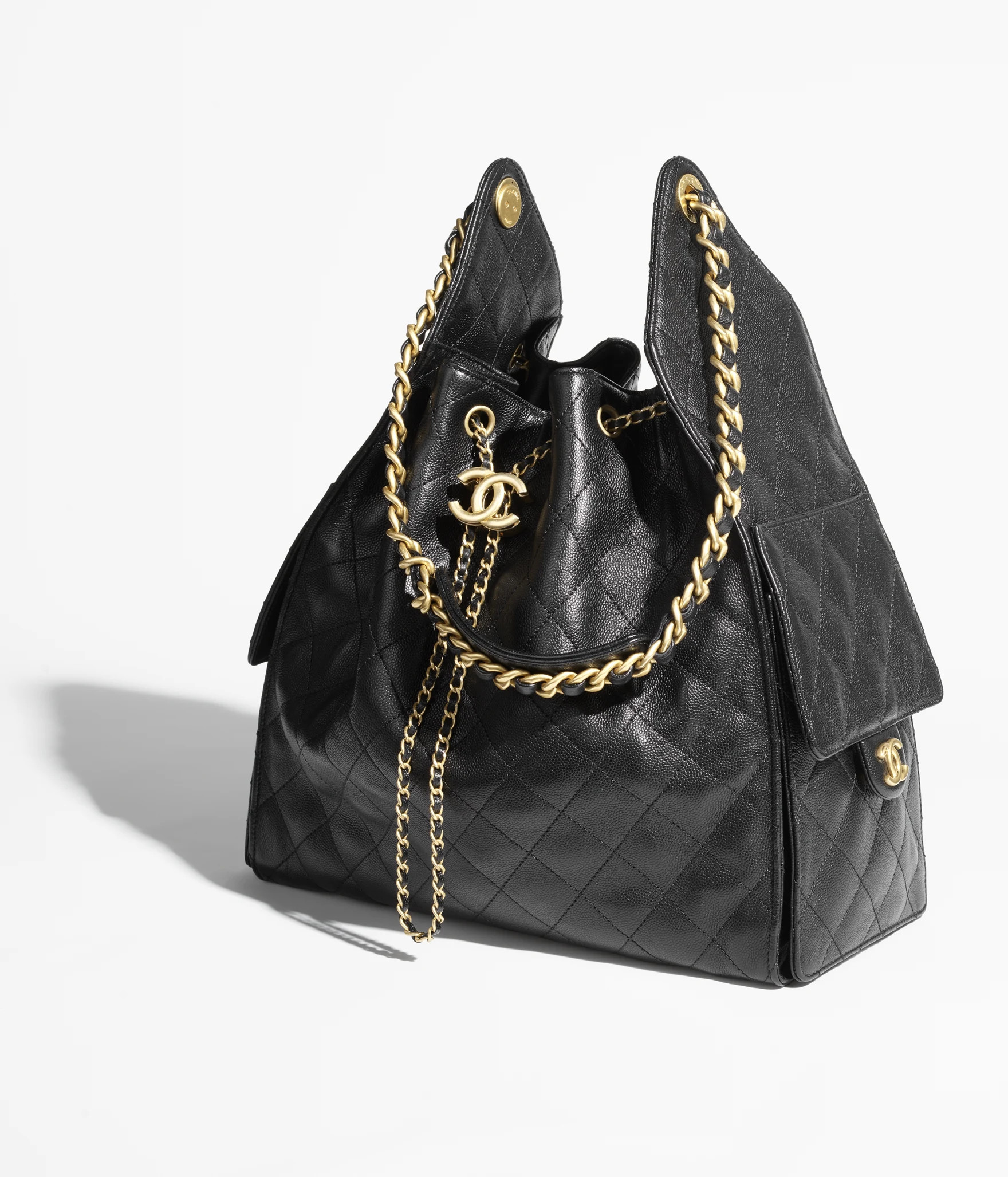 Chanel 25 medium handbag, Grained calfskin & gold-tone metal, black — Fashion | CHANEL | Chanel, Inc. (US)