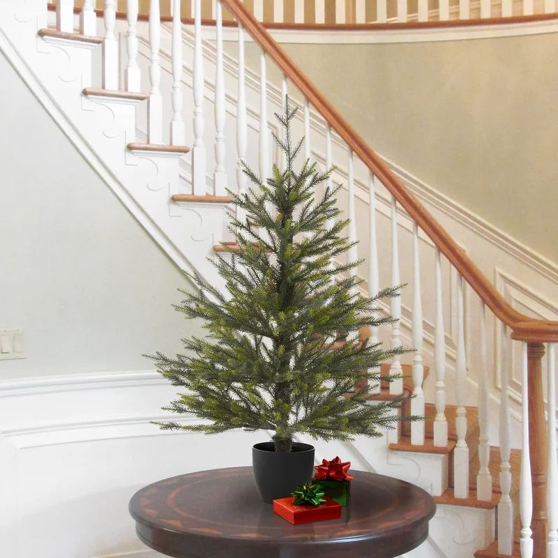36" H Green Most Realistic Artificial Pine Feather Christmas Tree with LED 100 Lights | Wayfair North America