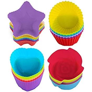 Silicone Cupcake Molds - 24 Pack Reusable Nonstick Baking Cases Muffin Rainbow Cupcake Molds for Mak | Walmart (US)