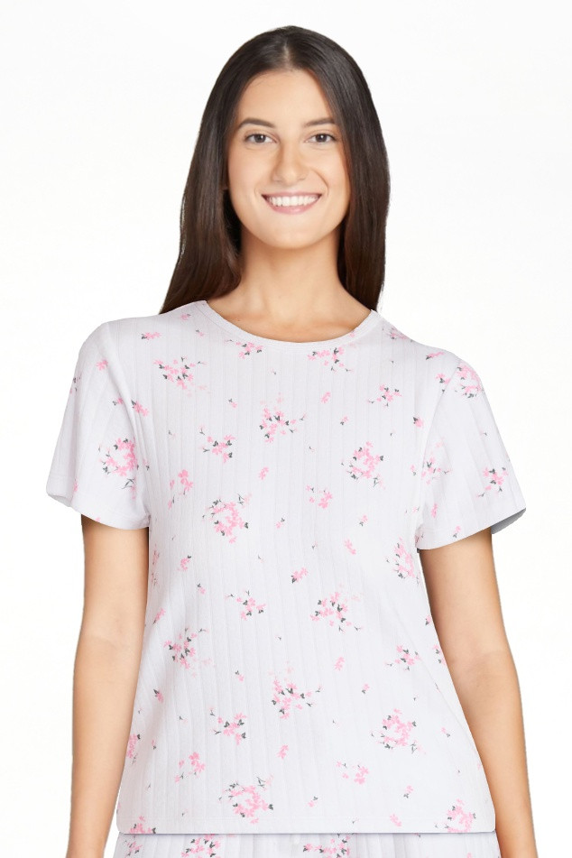 Joyspun Women’s Pointelle Knit Short Sleeve Sleepwear Tee, Sizes XS-3X | Walmart (US)
