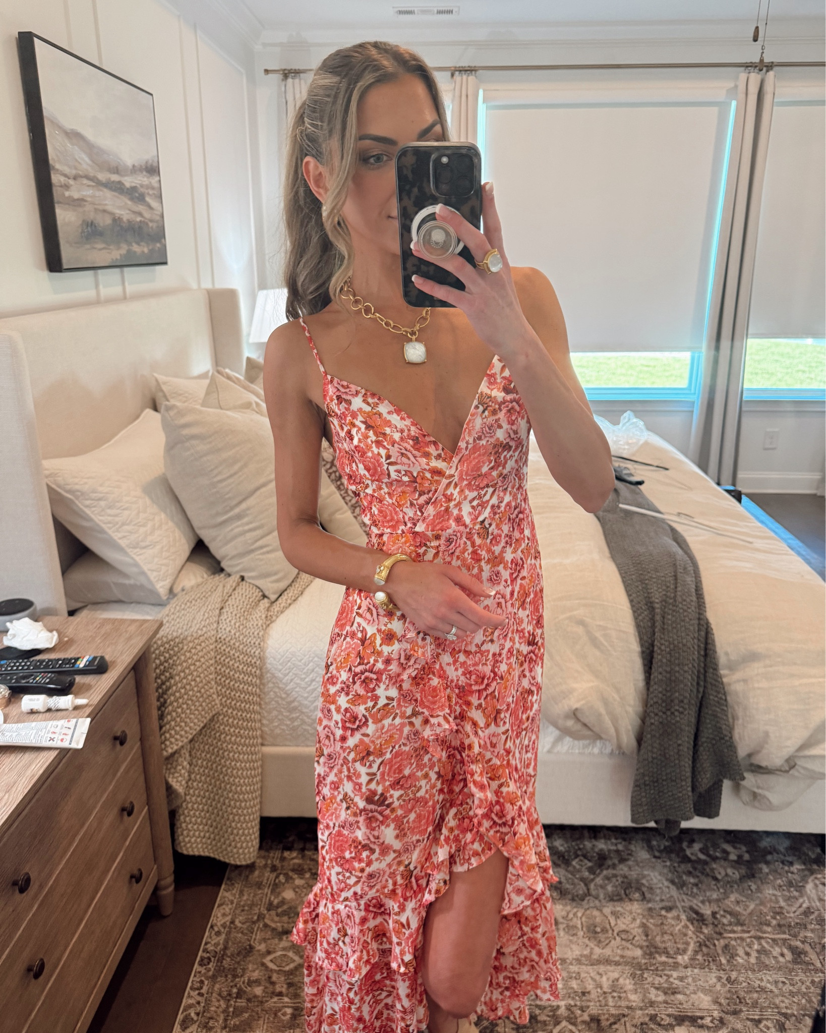 Light and bright summer wedding dress! Love the high-low design and ruffled details 😍

Wearing size xs

Spring summer outfit, date night outfit, wedding guest dress, floral maxi dress, vacation dresses, italy, red pink dresses 

#LTKFindsUnder100 #LTKWedding