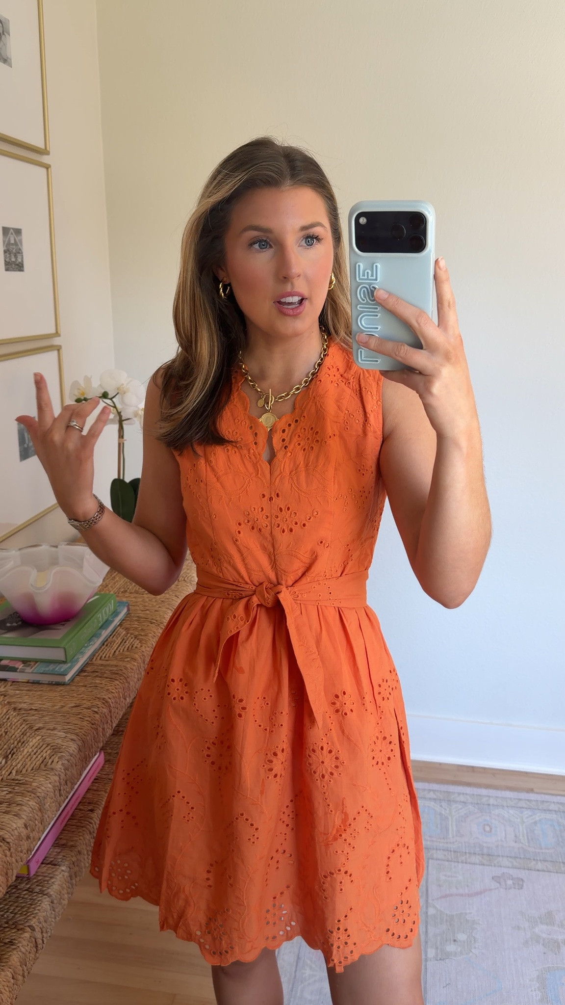 Orange dress for gameday! Wearing a s