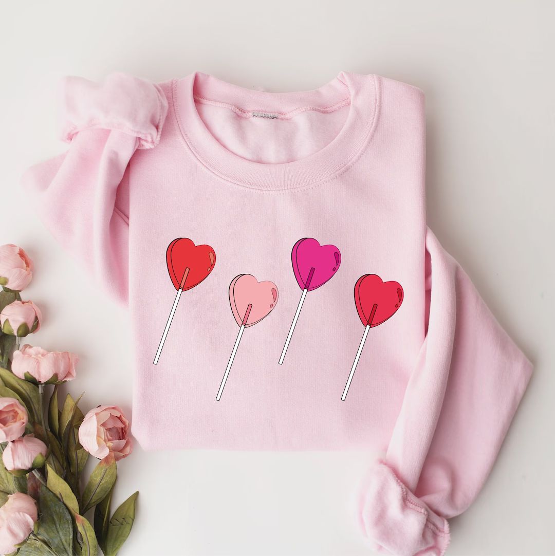 Candy Heart Sweatshirt, Heart Sucker Sweatshirt, Valentines Day Sweatshirt, Cute Valentines Sweat... | Etsy (US)