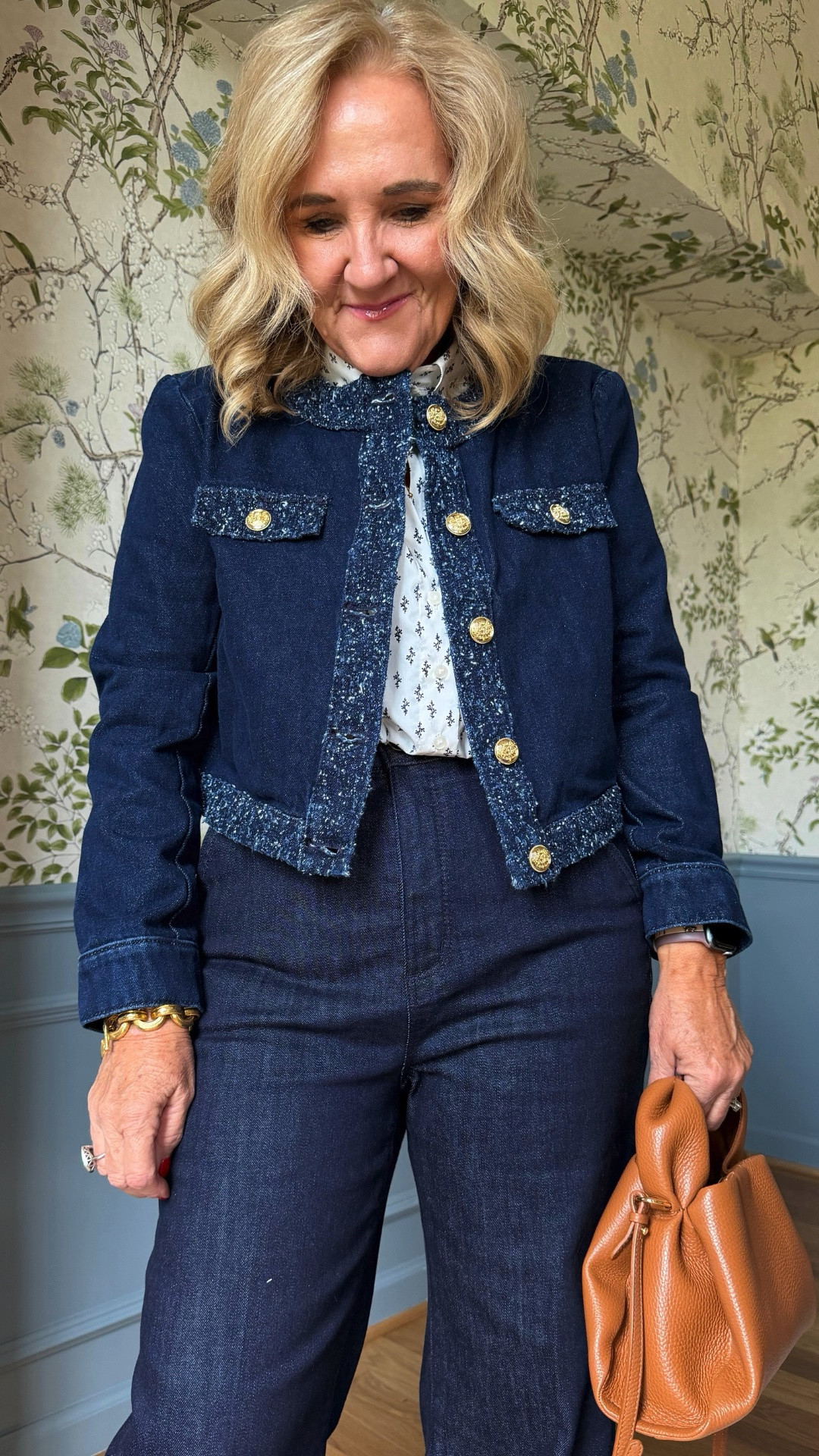This denim jacket with textured trim is such a polished way to wear denim-on-denim. I love it paired with dark denim and a feminine floral blouse for an elevated everyday look.

💡 LTK MADE EASY
❤️ Heart = Support my posts!
🔖 Save = Get sale & restock alerts
📋 Lists = Keep favorites organized
📲 Share = Send lists and products to a friend. Hello, Christmas List!
💬 Comment = Ask me anything about what I'm wearing.:-)

#LTKootd #LTKdayinmylife #LTKOver40