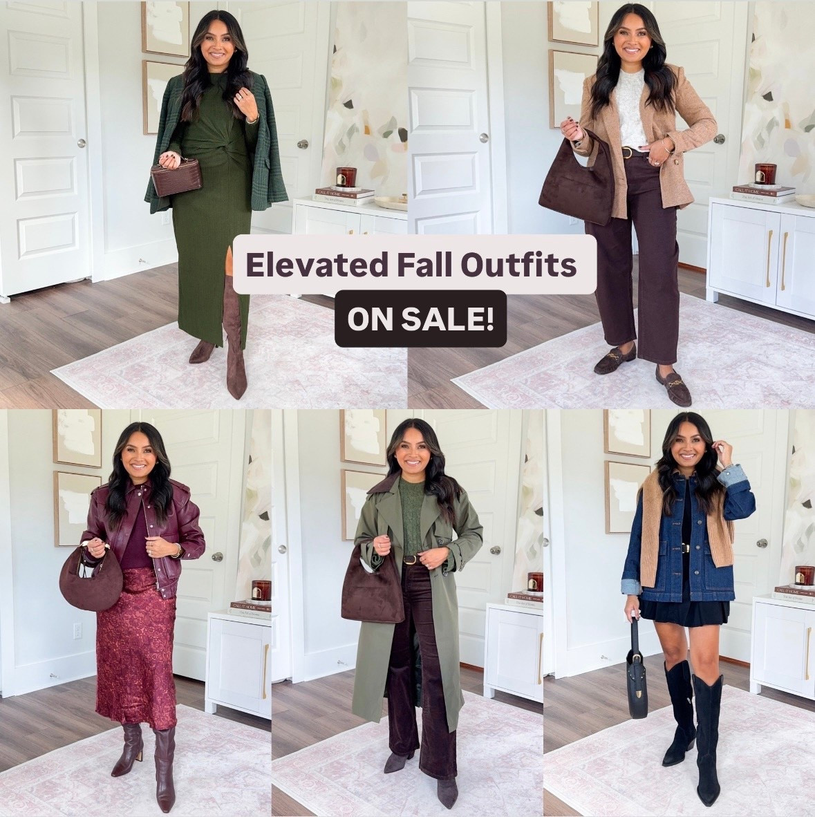 Elevated Fall Outfits - On Sale!
For reference: I’m 5’0, 32b bra size, and 2/26 in bottoms, pear shaped. 
*Everything I share is unaltered! TTS means true to size.

Green mountain evergreen color dress size xs regular - I wanted this to be a maxi dress length on me so I went with regular sizing - TTS!
Green melange blazer size 0 petite TTS
Brown tall boots size 5.5 TTS

Tan camel blazer size xxs petite - sized down a size, this blazer runs big
Ivory silver sand heather color sweater size xxs regular TTS
Dark brown belt size 27”-31” TTS
Brown iced espresso barrel jeans size 26 petite TTS
Brown suede loafers size 5.5 TTS

Garnet faux leather jacket size xs petie TTS
Burgundy red sweater size xs petite TTS
Garnet floral satin skirt size xs petite - wish I had gone with regular sizing, this fit a little snug in the waist and I wanted the skirt to be longer on me
Brown spiced pecan color boots size 5.5 TTS

Green grape leaf color trench coat size xs petite TTS
Oliver green sweater size xxs regular TTS
Dark brown belt size 27”-31” TTS
Corduroy pants size 26 petite - these run snug in the waist, I would size up a size!
Dark brown boots size 5.5 TTS

Denim barn jacket size xxs petite - these jacet runs big so I sized down a size!
Black bodysuit - old, similar linked
Tan camel sweater size xs TTS
Western belt - old, similar linked
Black pleated skirt size small petite TTS
Black cowgirl suede boots size 5.5 TTS

Elevated Fall Outfits 2025
Chic Fall Outfit Ideas
Fall Capsule Wardrobe Outfits
Fall Outfits for Every Occasion
Classy Fall Outfit Inspiration
Fall Outfits on Sale
Affordable Elevated Fashion
Fall Wardrobe Deals 2025
Petite Friendly Outfits on Sale
Fall Fashion Finds Under $100
Fall outfits on sale
best fall sales 2025
Petite 5’0 Fashion
Rachel Miranda Blog
Honeysweetpetite
Honey Sweet Petite




#LTKSaleAlert #LTKPetite #LTKFallSale