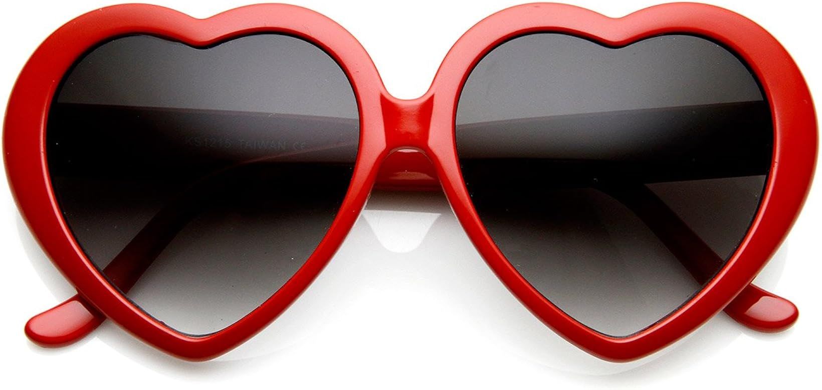 Oversized Heart Shaped Sunglasses UV400 Cute Trendy Love Fashion Eyewear for Women 52mm | Amazon (US)