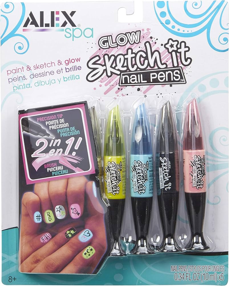 Alex Spa Glow Sketch It Nail Pens Girls Fashion Activity, Nail Designs that Can Glow in the Dark,... | Amazon (US)