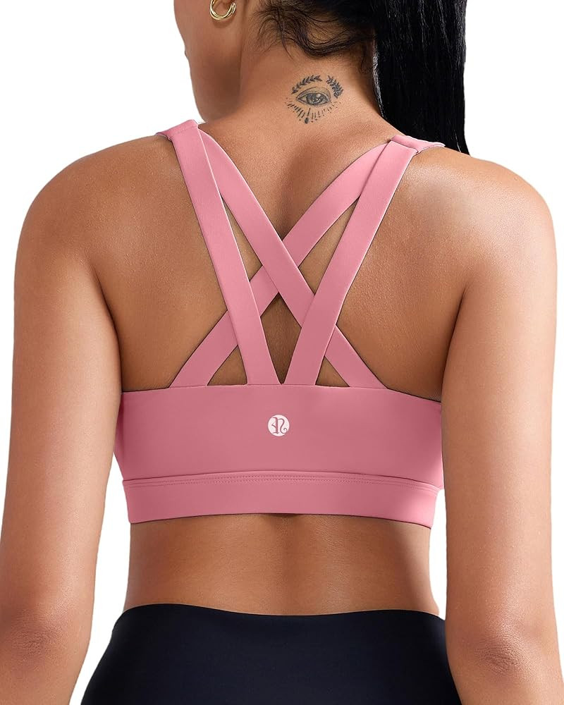 RUNNING GIRL Sports Bra for Women, Criss-Cross Back Padded Strappy Sports Bras Medium Support Yog... | Amazon (US)