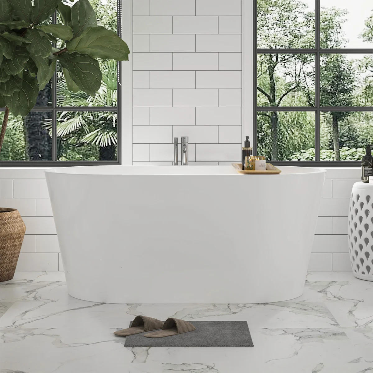 Iris 54" x 30" Freestanding Soaking Acrylic Bathtub VA6815-XS-IO | Wayfair North America