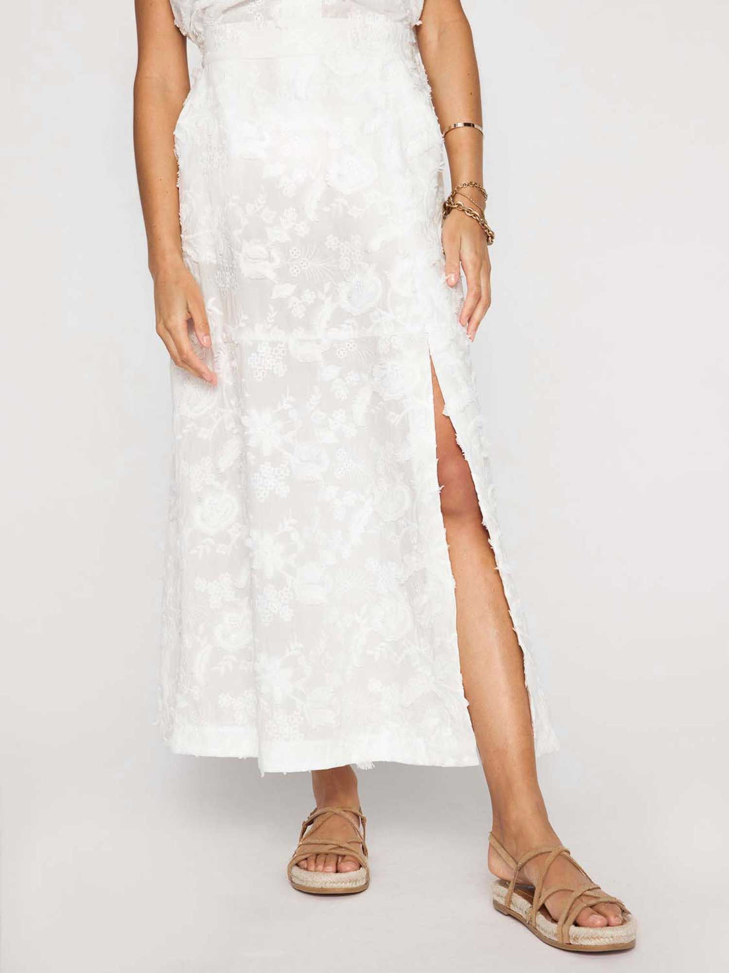 Women's Danni Cotton Midi Skirt in Ivory | Brochu Walker