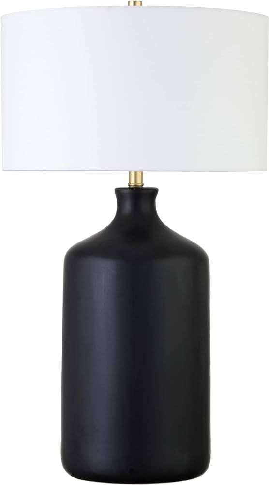 Henn&Hart 29" Tall Ceramic Table Lamp with Fabric Shade in Matte Black, for Home, Living Room, Be... | Amazon (US)