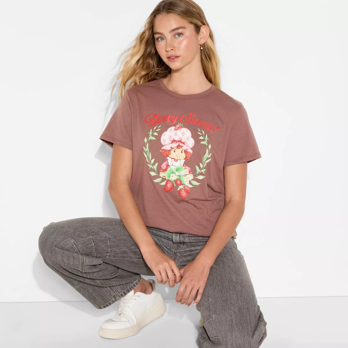 Women's Strawberry Shortcake Berry Sweet Short Sleeve Graphic T-Shirt - Brown XL | Target