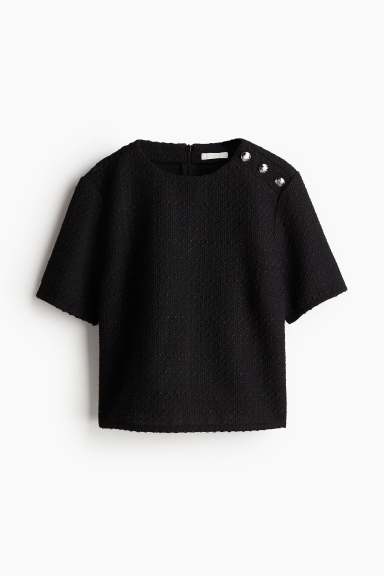 H & M - Bouclé Blouse - Black | H&M (US + CA)