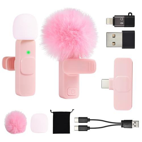 Mini Pink Microphone for iphone Android Phone Tablet ipad PC, Usb C Wireless Lavalier Mic for Video Recording Vlogging Youtube Tiktok Podcast Interview content creators, Tiny Microphones Type C Mics | Amazon (US)