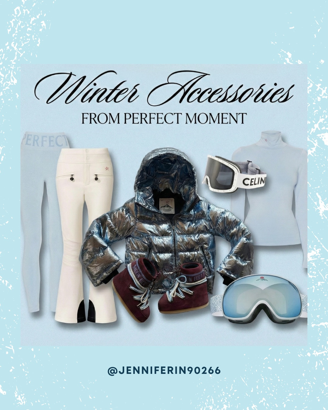 Ready to hit the slopes in style 🎿✨  

Nothing like a crisp mountain morning in my winter accessories from @perfectmomentofficial ❄️  

Cozy metallic puffer, chic ski pants, and snow-ready moon boots for the perfect après-ski moment.  

Shop my full alpine look 🎿