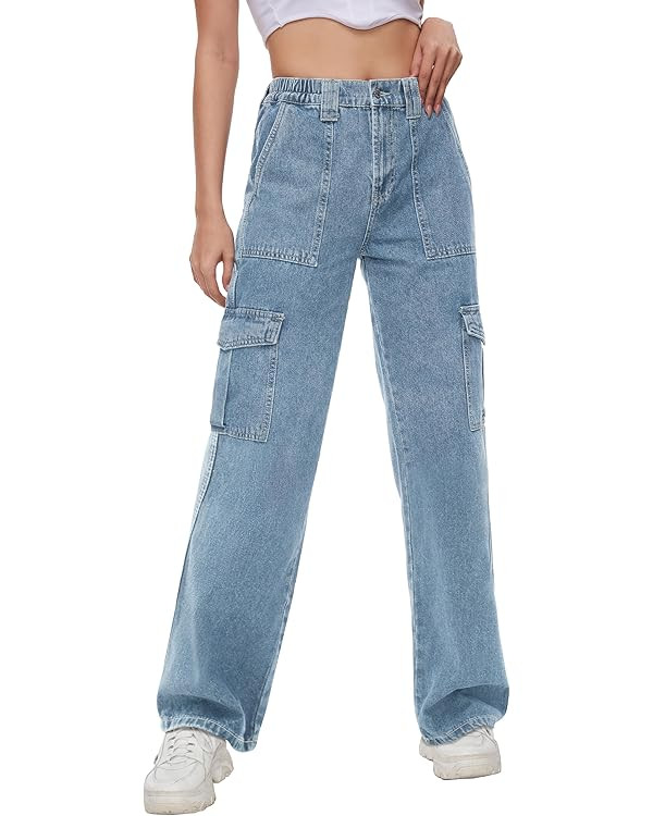 Tapata Women's 26"/28"/30"/32"/34" Cargo Jeans Straight Leg Short Petite Regular Tall Denim Relax... | Amazon (US)