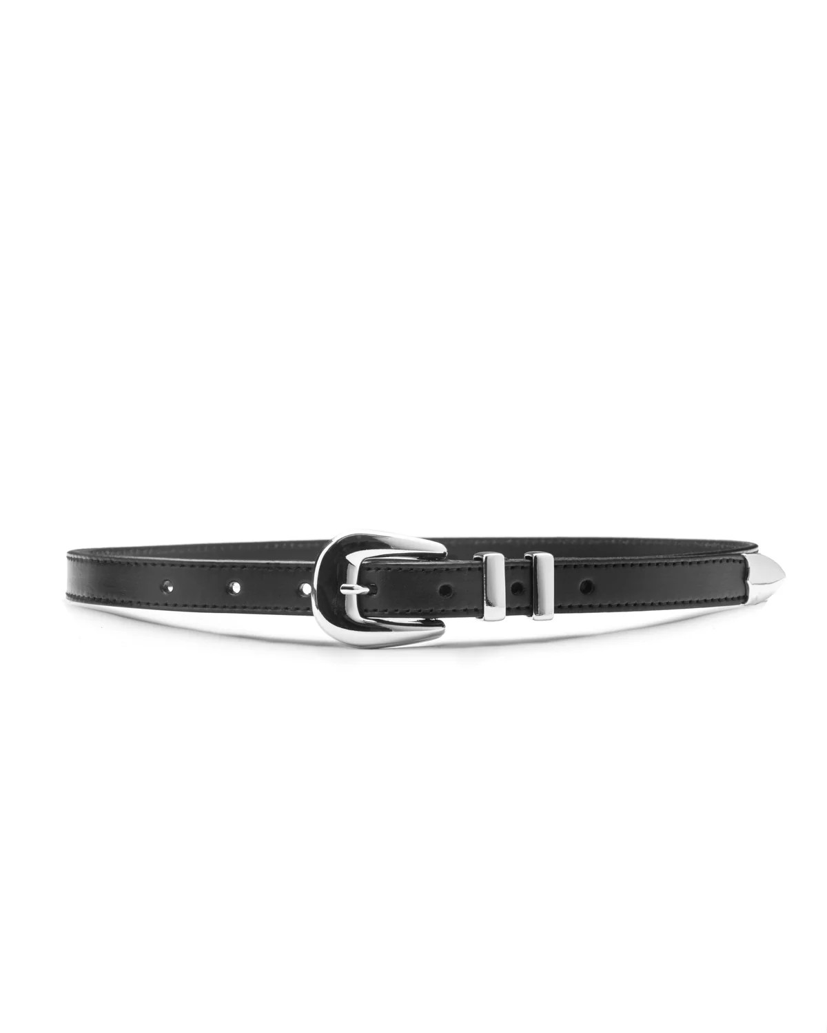 Sofia slim black western leather waist belt | Black & Brown London