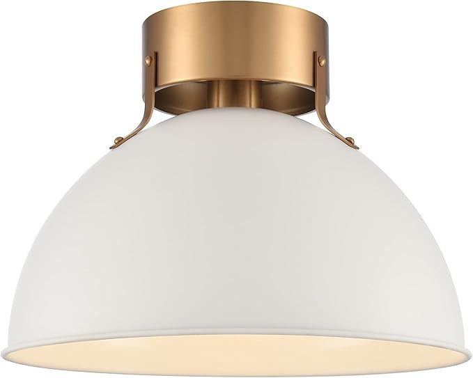 Elk Home Zayne 12in W x 12in D x 8.75in H Semi Flush Mount Ceiling Light-Matte White, EC89724/1 | Amazon (US)