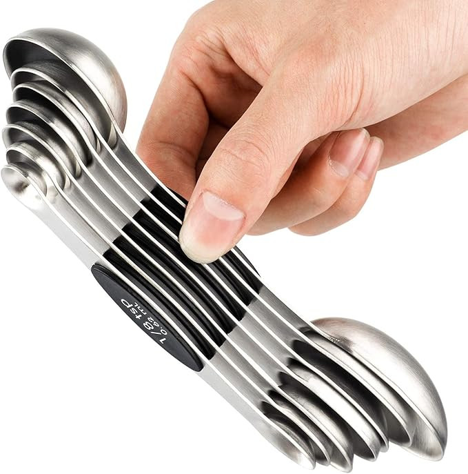 Magnetic Measuring Spoons Set of 7 Stainless Steel Dual Sided Teaspoon Tablespoon for Measuring D... | Amazon (US)