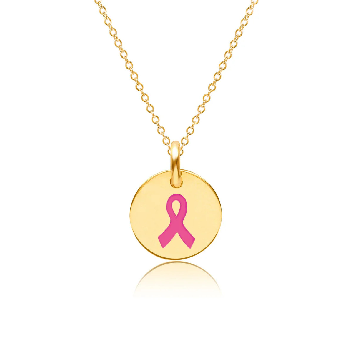 Engravable Breast Cancer Ribbon Necklace | Tiny Tags