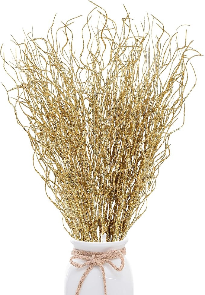 Sggvecsy 50 Pcs Artificial Glitter Stem Ornaments 18 Inches Fake Christmas Picks Decorative Glitt... | Amazon (US)