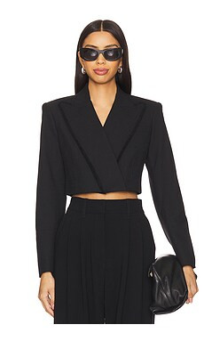 SIMKHAI Cassian Cropped Blazer in Black from Revolve.com | Revolve Clothing (Global)