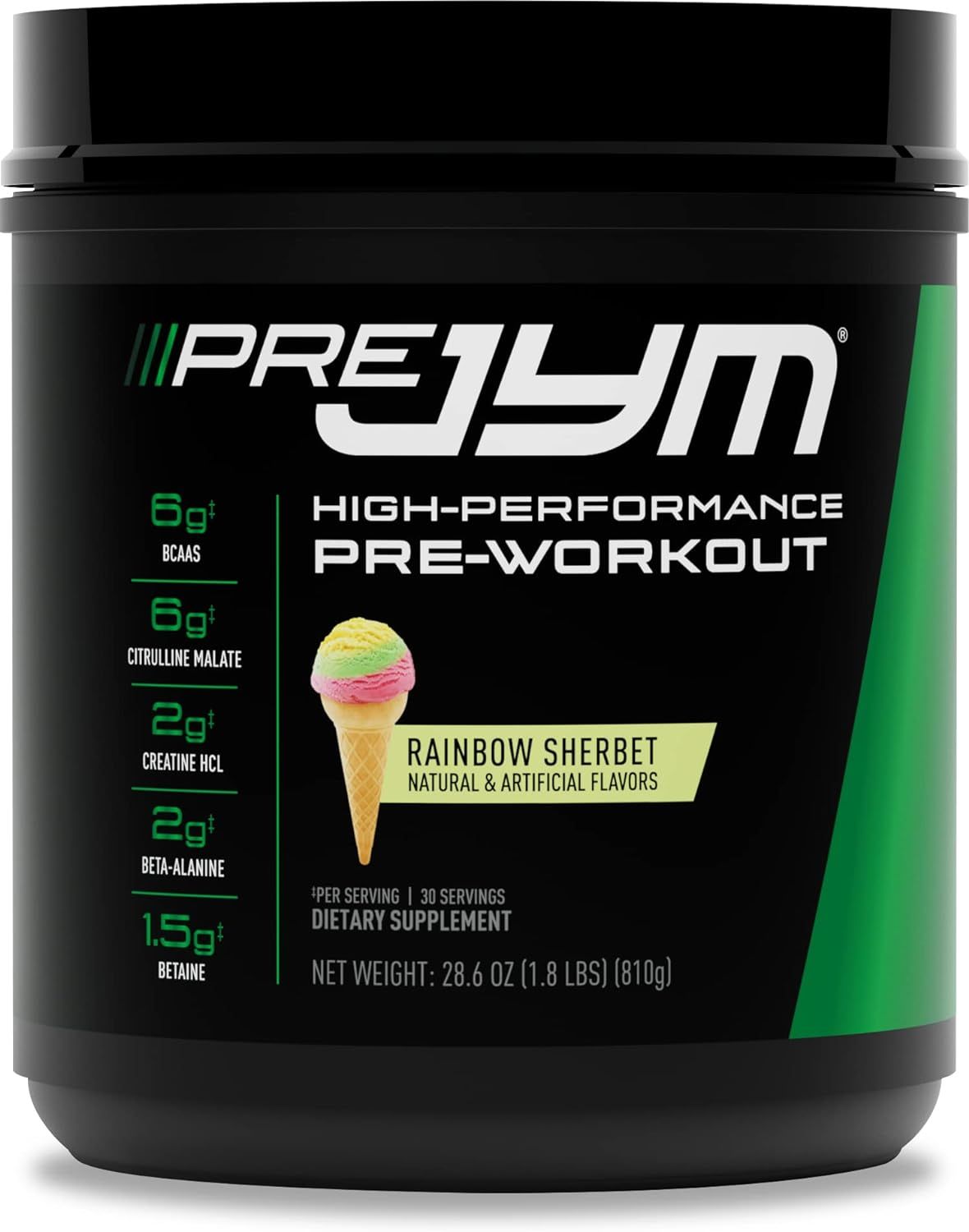 JYM Supplement Science Pre Jym Rainbow Sherbet, 30 Servings, Rainbow Sherbet, 1.8 Pound (Pack of ... | Amazon (US)
