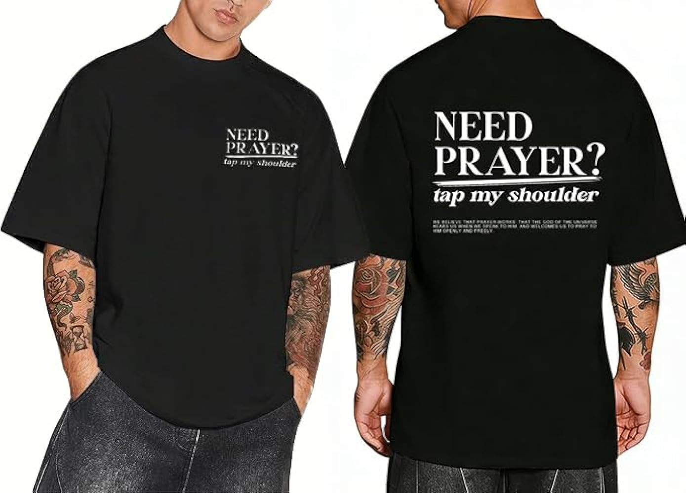 Need Prayer Tap My Shoulder Shirt, Christian T-Shirt Religious Shirts Oversized Shirt | Amazon (US)