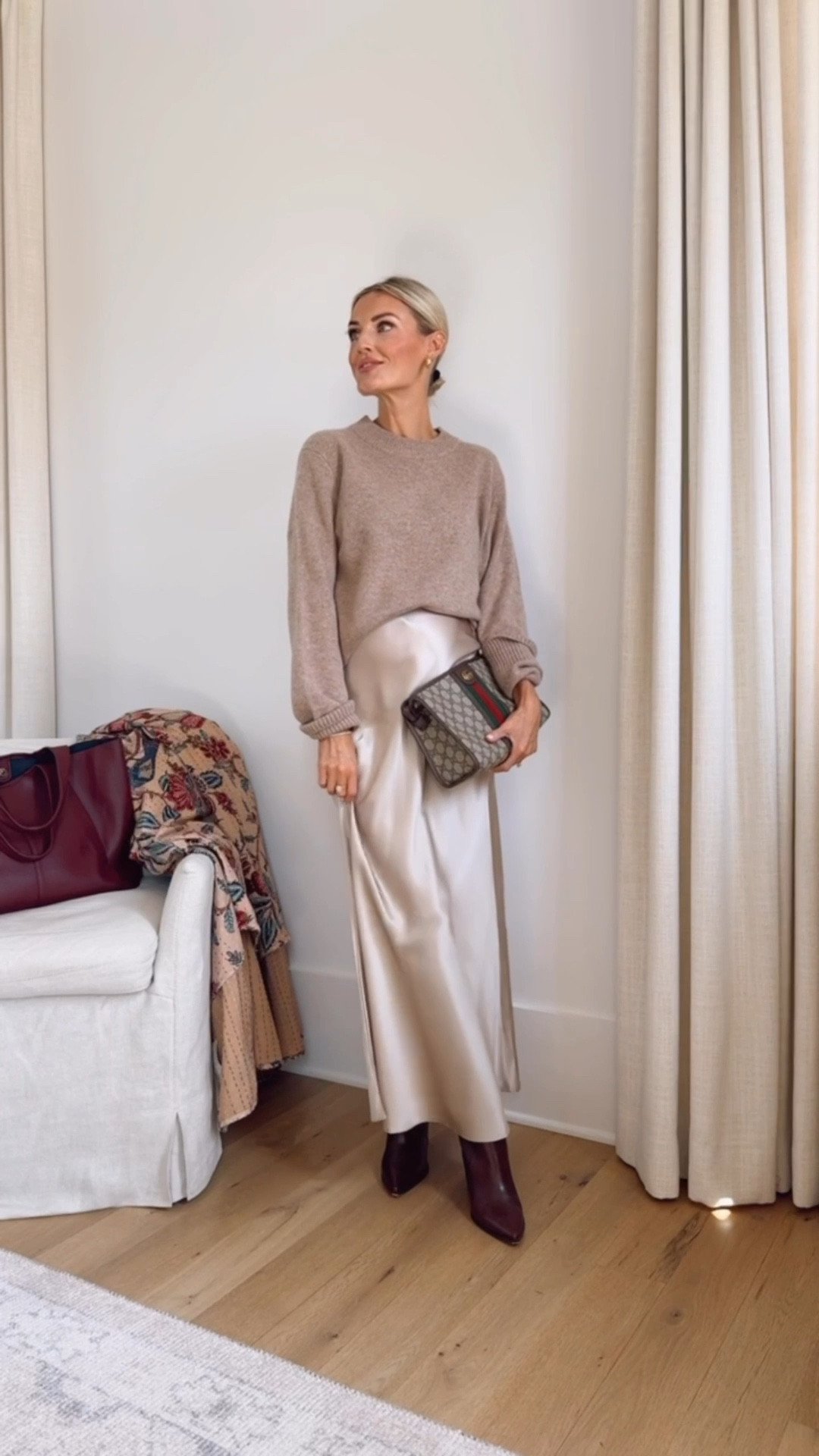 This sweater has become one of my favorites! I have it in several colors! The material is so soft! Wearing S. 

Loverly Grey, Quince, cashmere sweater, neutral sweater, slip skirt, satin skirt, silk skirt, neutral outfit ideas, winter fashion, winter outfit ideas 

#LTKBump #LTKSeasonal