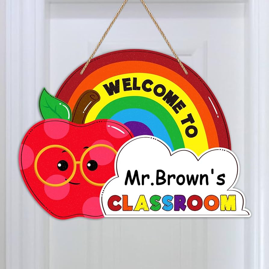D4DREAM Personalized Teacher Signs for Classroom 12.6" Welcome Sign for Classroom Decorations Wel... | Amazon (US)