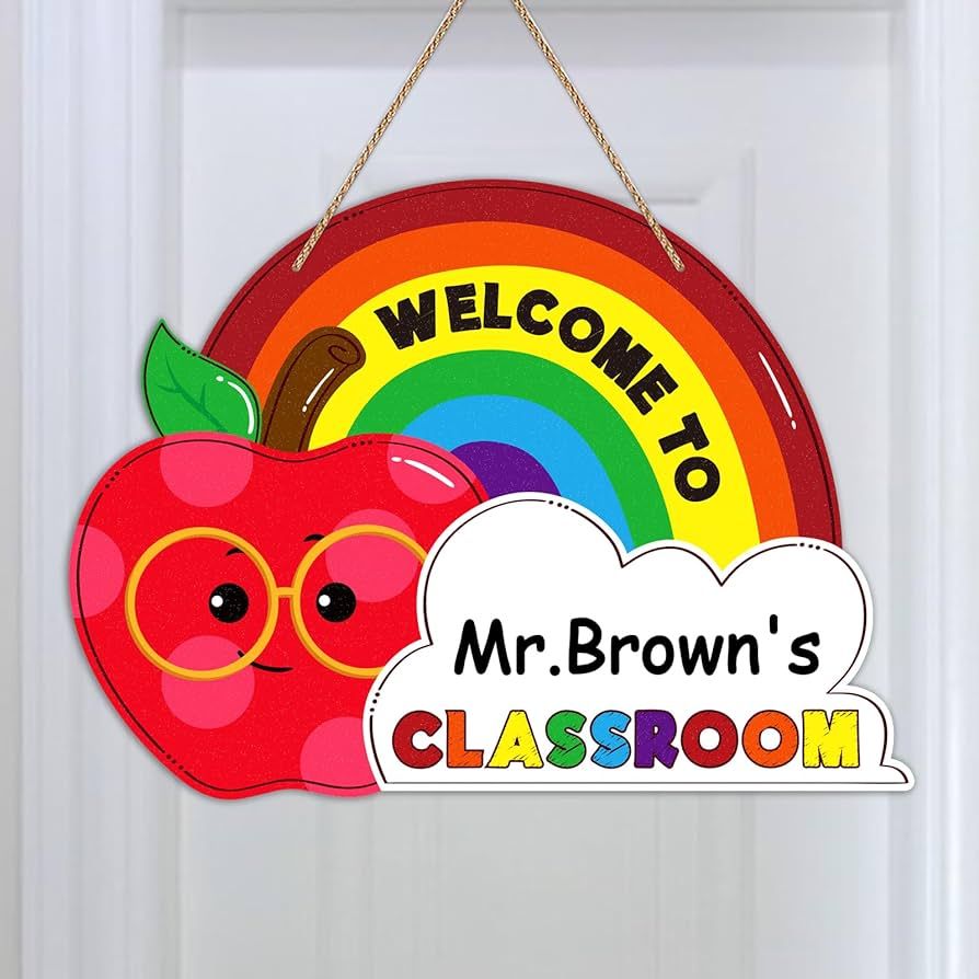 D4DREAM Personalized Teacher Signs for Classroom 12.6" Welcome Sign for Classroom Decorations Wel... | Amazon (US)