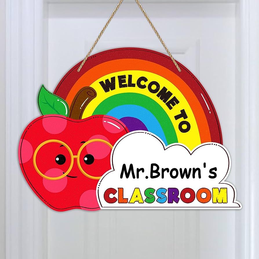 D4DREAM Personalized Teacher Signs for Classroom 12.6" Welcome Sign for Classroom Decorations Wel... | Amazon (US)
