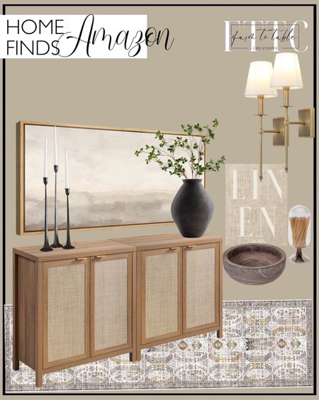 Amazon Home Finds. Follow @farmtotablecreations on Instagram for more inspiration.

SICOTAS Rattan Sideboard Buffet Credenza Cabinet - 2 Pieces Farmhouse Kitchen Coffee Bar Cabinet with Rattan Decorated Doors - Boho Chest Storage Buffet Cabinet - Oak. MUDECOR Extra Large Framed Canvas Print Wall Art Minimalist Neutral Landscape Abstract Horizon Line Antique Retro Fine Art Illustrations Decorative Colorful Multicolor for Bedroom - 60"x30". Signature Design by Ashley Hannela 17" Modern Distressed Polyresin Vase, Antique Brown. 3 Pcs Faux Stems Artificial Branches for Vase Greenery Stems Faux Branches for Vase Plant Artificial Eucalytus Branches Plants. Madane Runner Rug 2x8, Washable Hallway Runner Rugs, Non-Slip Low-Pile Soft Kitchen Rug Runner Laundry Room Rug, Vintage Throw Entry Foyer Mat for Entrance Living Room. Creative Co-Op Stoneware, Reactive Glaze Pitcher, 8" L x 7" W x 7" H, Greige. PERMO Set of 2 Classic Rustic Industrial Wall Sconce Lighting Fixture with Flared White Textile Lamp Shade and Antique Brass Tapered Column Stand. Iron Taper Candle Holder - Decorative Candle Stand. Skeem Glass Match Cloche with Striker. artisane, Natural Wood, Havana Fruit Bowl, Wooden Bowls for Decor. Amazon Home Finds. Amazon Decor. Affordable Home Decor. 

#LTKhome #LTKfindsunder50 #LTKsalealert