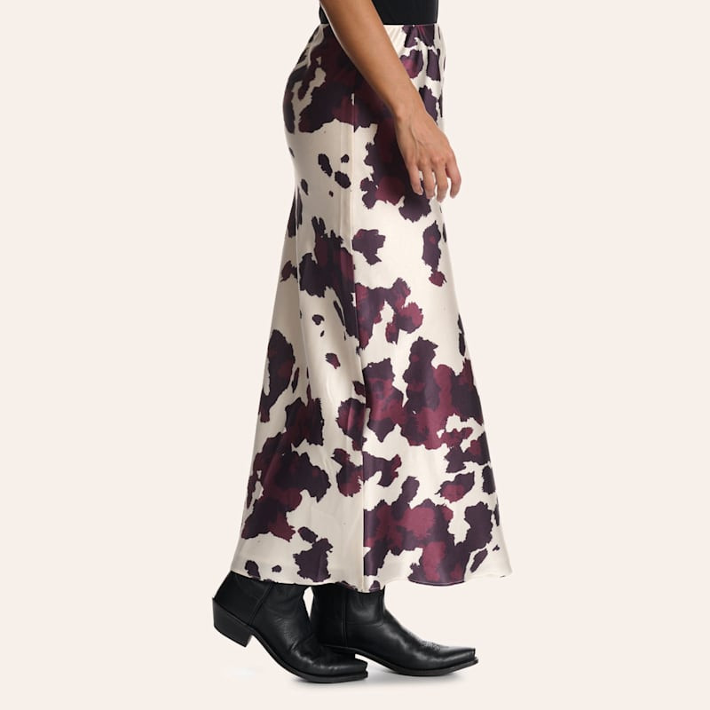 TCEC Women's Cow Print Satin Midi Skirt | Cavender's
