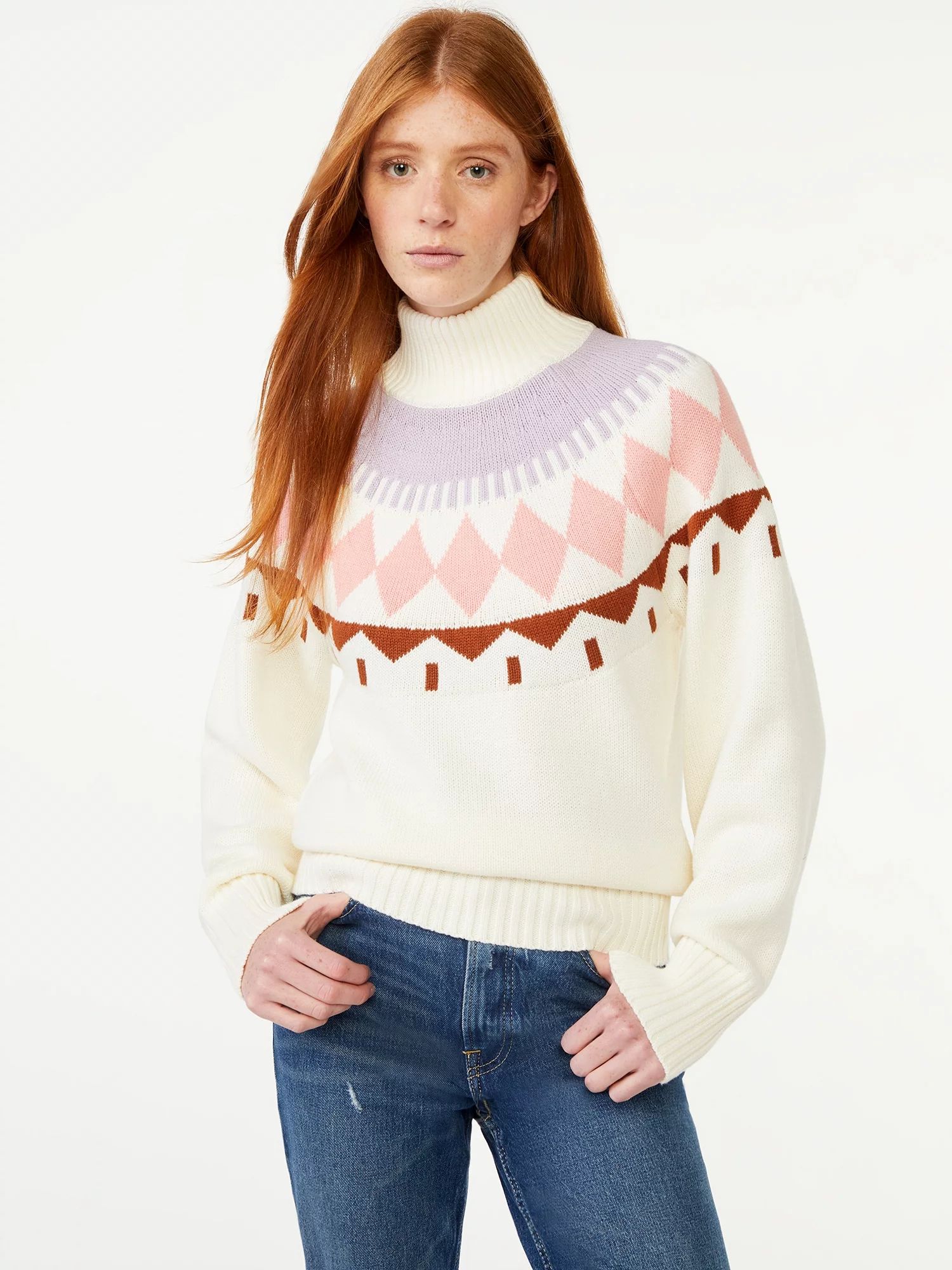 Free Assembly Women's Fair Isle Sweater, Midweight - Walmart.com | Walmart (US)