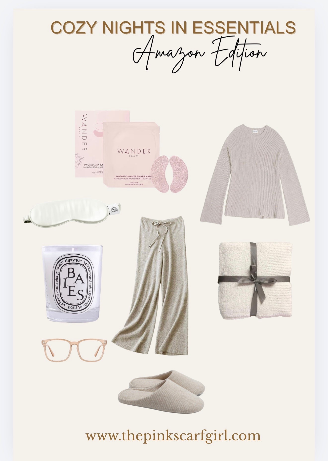 Cozy Amazon finds I use for slow nights at home 🤍
Neutral loungewear, soft blanket, comfy slippers, under-eye masks, and the little extras that make staying in feel elevated.
Everything is linked.


#LTKHome #LTKselfcare