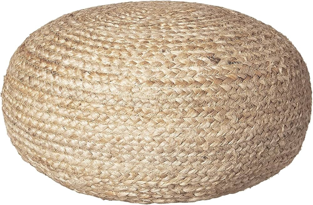 Decor Therapy Round Braided Natural Jute Woven Pouf Ottoman, 19" x 10.5" x 19" | Amazon (US)