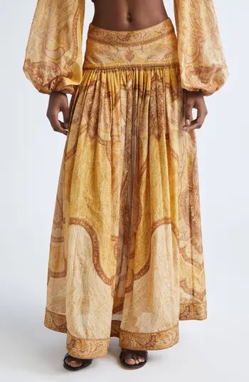 Wanderlust Metallic Stripe Cotton & Silk Maxi Skirt | Nordstrom